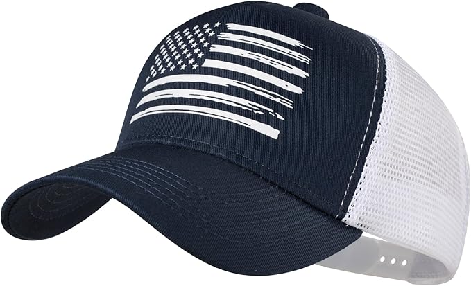 Baseball Cap, American Flag Trucker Hat for Men Women, Breathable Adjustable Fit Outdoor Mesh Snapback Hats