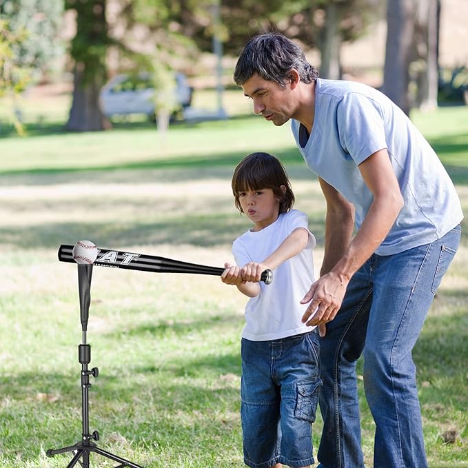 BaseGoal Batting Tee Baseball Tee,Softball Travel Portable Tee Tripod Stand Rubber Tee for Batting Training Practice with Carrying Bag