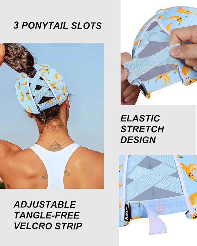 Flafens High Ponytail Hats for Women Baseball Caps - Cute Summer Adjustable Criss Cross Sports Running Pony Tail Hat Ladies
