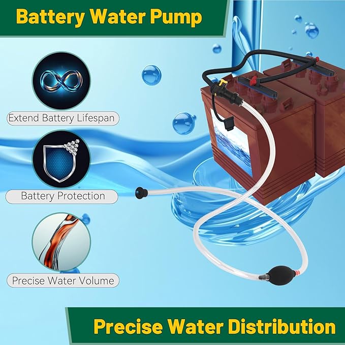 Golf Cart Water Filler for Trojan HydroLink Watering System, Golf Cart Hand Water Pump Supply for Flow Rite Pro Fill Watering System, Squeeze Bulb Hand Pump for RV or Golf Cart
