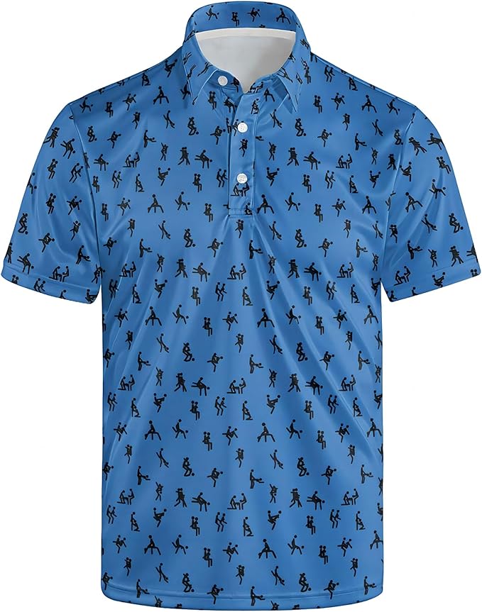 Golf Polo Shirts for Men Funny Print Short Sleeve Golf Shirts Performance Golf Polos