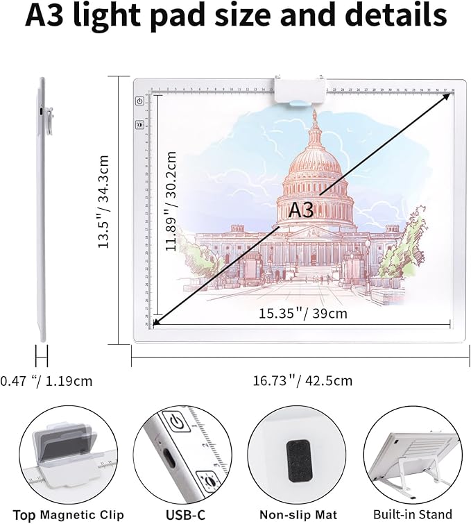 Rechargeable A3 Diamond Art Light Board, Light Pad - Image 5