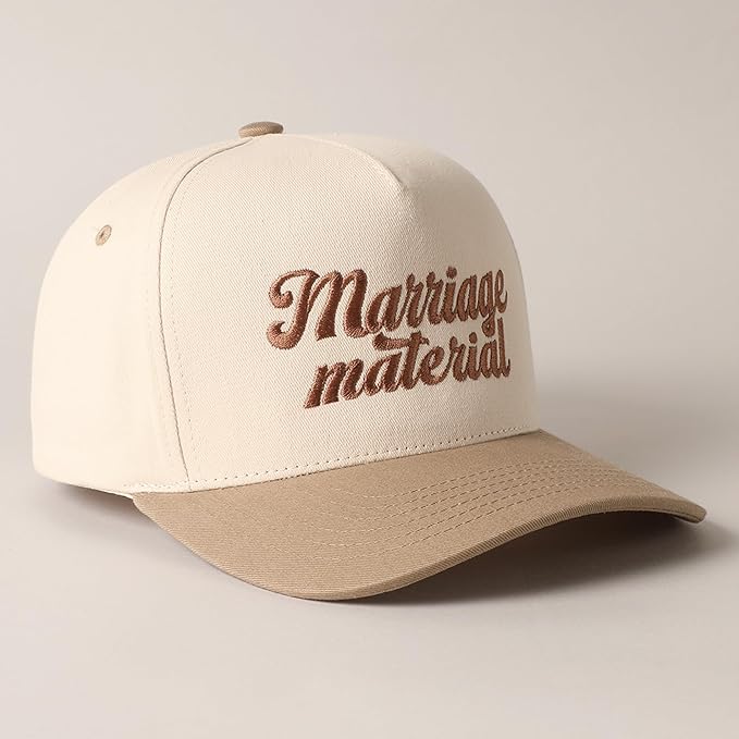 MIRMARU Two-Tone Vintage Canvas Trucker Hats for Men & Women, Adjustable Size Baseball Caps with Trendy Embroidered Design