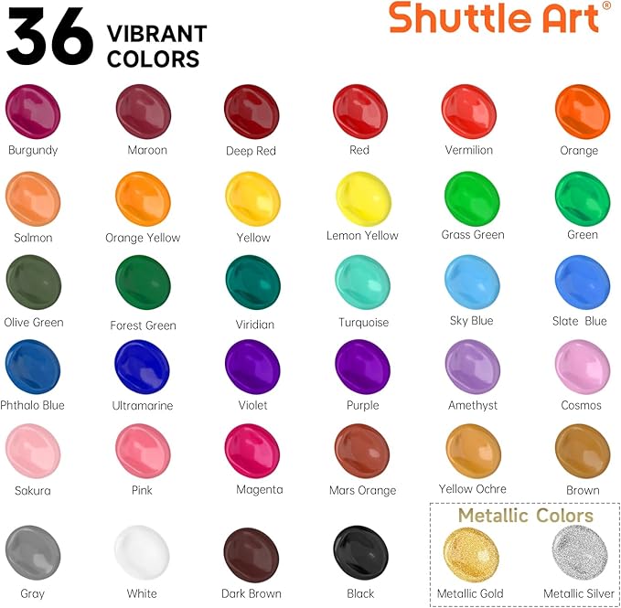 Shuttle Art Acrylic Paint Set, 36 Colors Acrylic Paint - Image 2