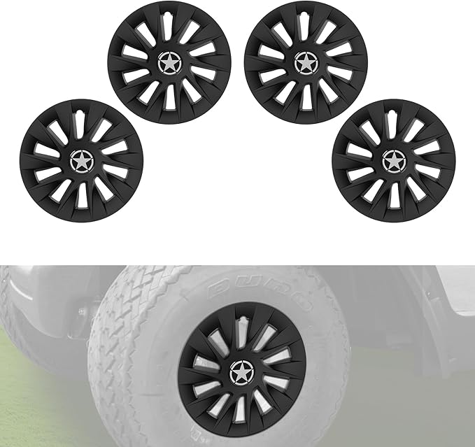 8 Inch Golf Cart Hub Caps Wheel Covers for EZGO Yamaha Club Car Accessories, 4PCS Snap-On Plastic Hubcaps Chrome Finish 8" Wheel Covers Rim Cover Tire Hub Cap Hubcap Golf Cart, Matte Black