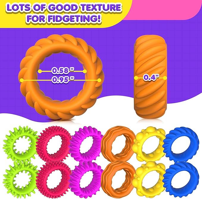 Fidget Toys Sensory Rings for Kids: Fidget Ring 18 Pack - Image 6