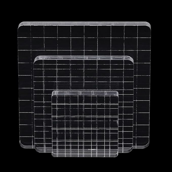 3Pcs Clear Stamp Blocks Set, Square Acrylic Blocks by QIMOO