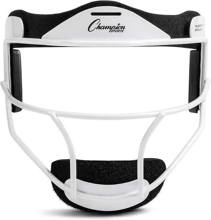 Champion Sports Steel Softball Face Mask - Classic Fielders Masks for Youth - Durable Head Guards - Premium Sports Accessories for Indoors and Outdoors - White