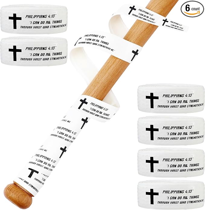 Sotiff 6 Pcs 43 Inch Cross Baseball Bat Grip Tapes 1.5 mm Precut and Full Adhesive Bat Tape for Softball Non Slip Religious Baseball Grip Tapes for Sports