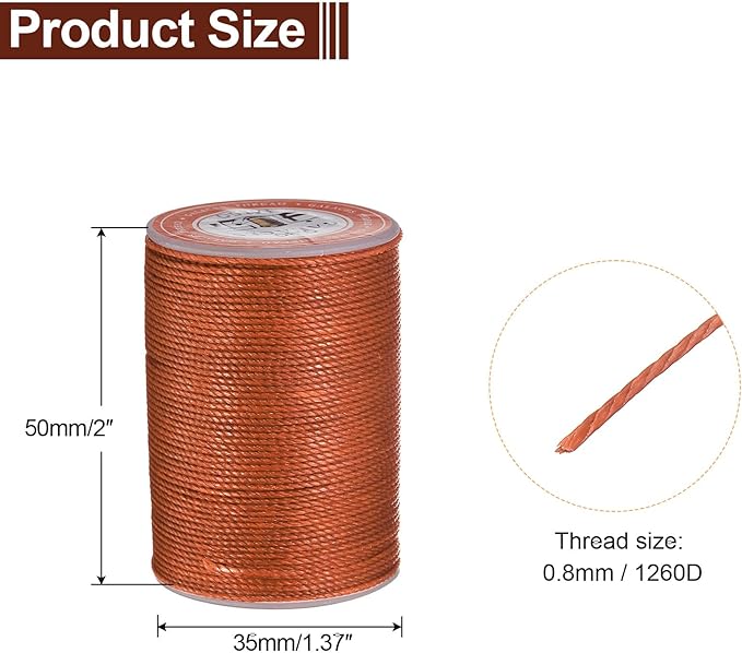 uxcell Round Leather Sewing Waxed Thread, 55m / 60 Yards Polyester Wax String - Image 2