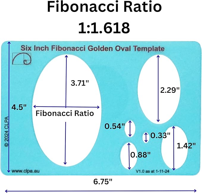 Oval Stencil Template for Drawing and Drafting: A Fibonacci-Inspired Circle - Image 3