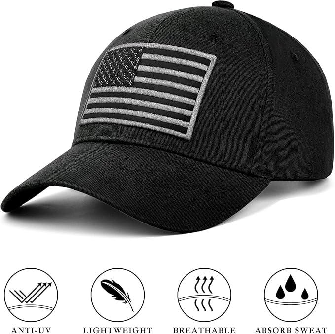KIRAAT 3 Pack American Flag Baseball Cap Unisex,Low Profile USA Plain Dad Hat for Men＆Women