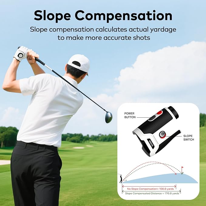 Magnetic Golf Rangefinder with Slope, 1200/1500Yd Range Finder Golf, Switch for Tournament, 7X Magnification Flag Lock, Rechargeable Distance Measurment Device Accessory for Men