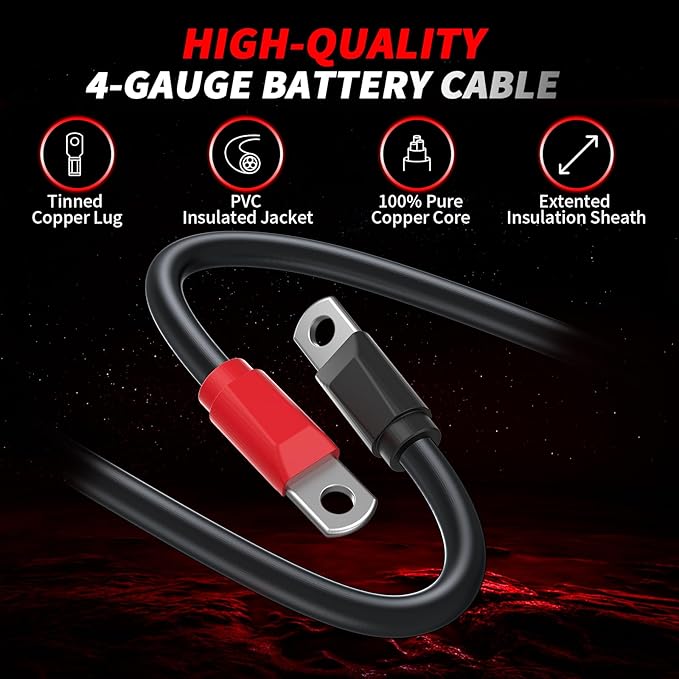 7 PCS Golf Cart Heavy Duty Battery Cables for Club Car DS 1994-UP, 36&48 Volt 4 Gauge AWG Club Car Battery Cable Set, Golf Cart Pure Copper Wiring Kit