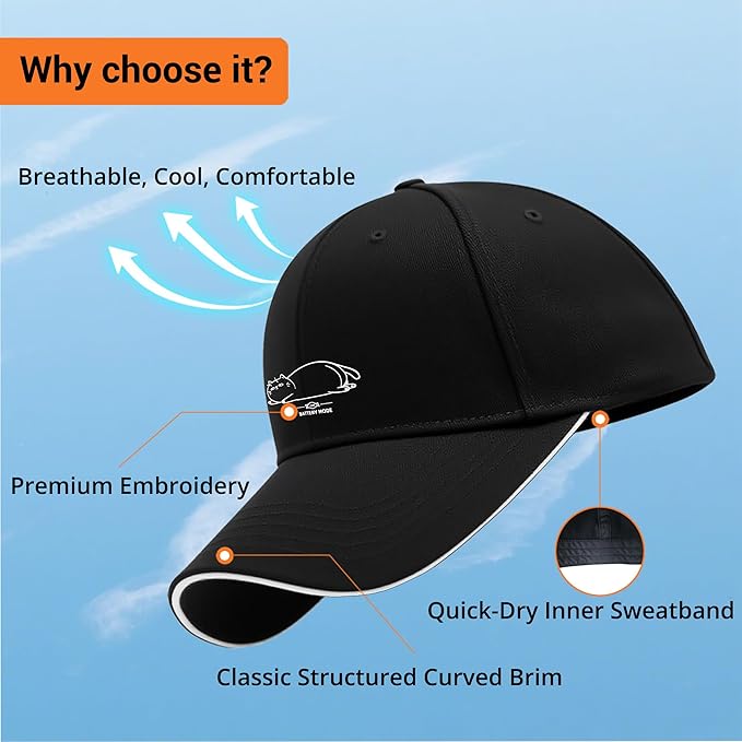 Embroidered Baseball Cap for Men Women, Breathable Cotton Adjustable Hat, Various Patterns for Casual Daily Outfits