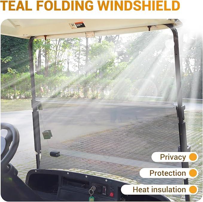 Golf Cart Windshield, Fold Down and Anti-UV Windshield Kit for 1995-2013 EZGO TXT/DCS/PDS Golf Cart, 40.6" W X 33" H, Tinted/Clear