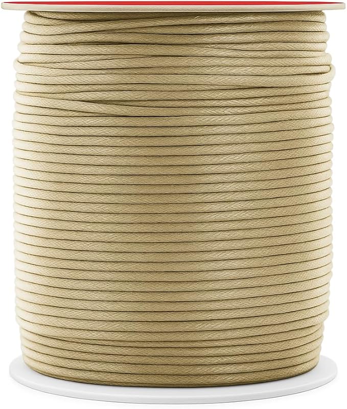Mandala Crafts 2mm 109 Yards Beige Cotton Waxed Cord by MandalaCrafts