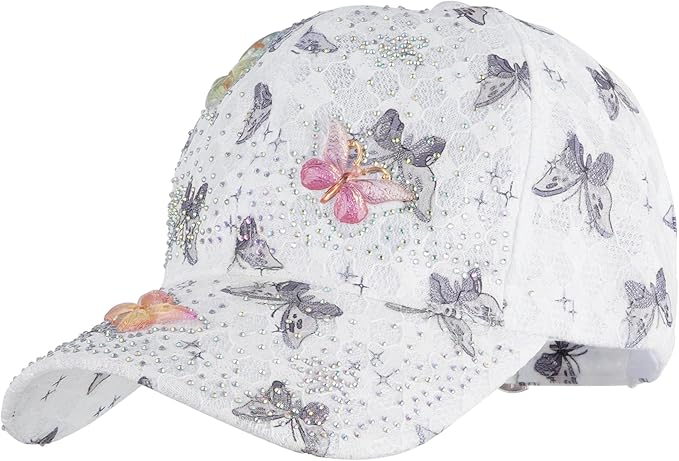 Hoce Fashion Rhinestone Denim Baseball Cap Studded Bling Hat for Women