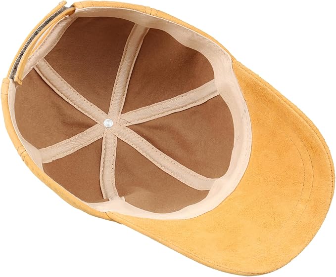 Suede Leather Baseball Cap – Unstructured 6 Panel Adjustable Strapback Hat for Men & Women
