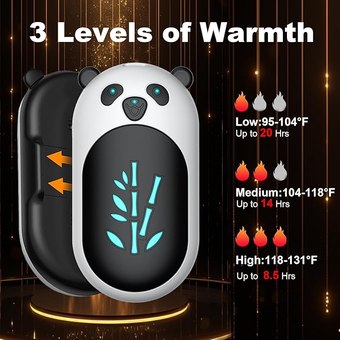 ‎Hand Warmers 2 Pack,Hand Warmers Rechargeable 6000mAh 20Hrs Long Safe Heat AI Smart Chips,Portable Pocket Heater,Gifts for Birthday,Outdoor,Golf,Hunting,Camping Accessories