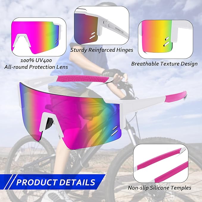 FEISEDY Kids Sunglasses Youth Baseball Sun Glasses, UV400 Sports Teens Cycling Shades for Boys Girls Age 8-16 B0048