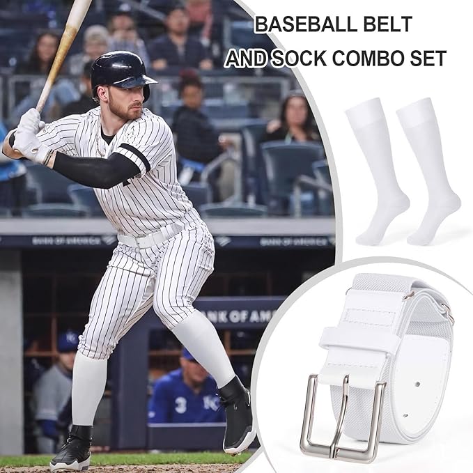 XZQTIVE Baseball Softball Socks and Baseball Softball Belt Combo Set Knee-High Soccer Socks for Kids Youth Adult