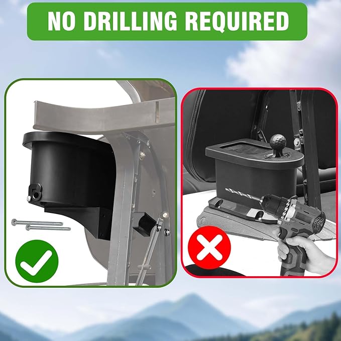 No-Drill Golf Cart Ball & Club Cleaner, Clamp-On Golf Club Head and Ball Washer Golf Cleaner with Golf Towel, Universal Fit for EZGO, Club Car, Yamaha, Advanced EV, Star EV