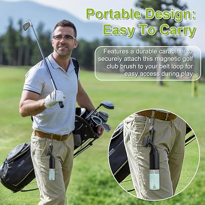 Electric Golf Club Cleaner Brush: AA Battery Powered for Effortless Cleaning - Golf Club Brush for Golf Accessories - Holds 5oz Water - Magnetic Clip - Golf Gifts for Golfer Men
