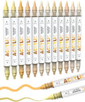 Guangna 12 Skin Tone Dual Tip Acrylic Paint Markers, Brush Tip & Chisel Tip by GuangnaArtSupplies