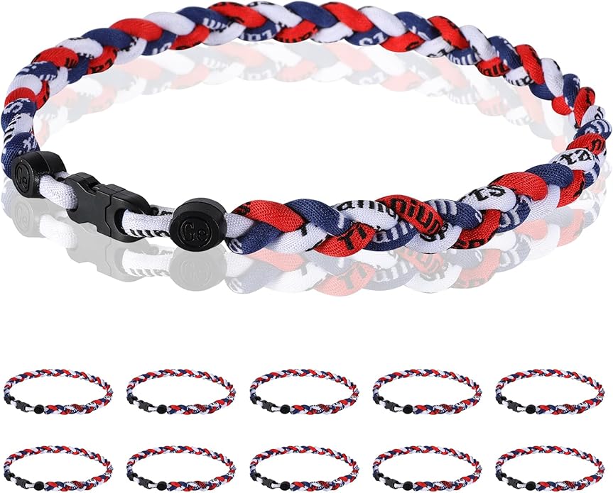 12 Pack Baseball Necklace 18inch, Team Gift for Baseball Funs, Three Braided Titanium Tornado Rope Design, with Muti - Color for Pick