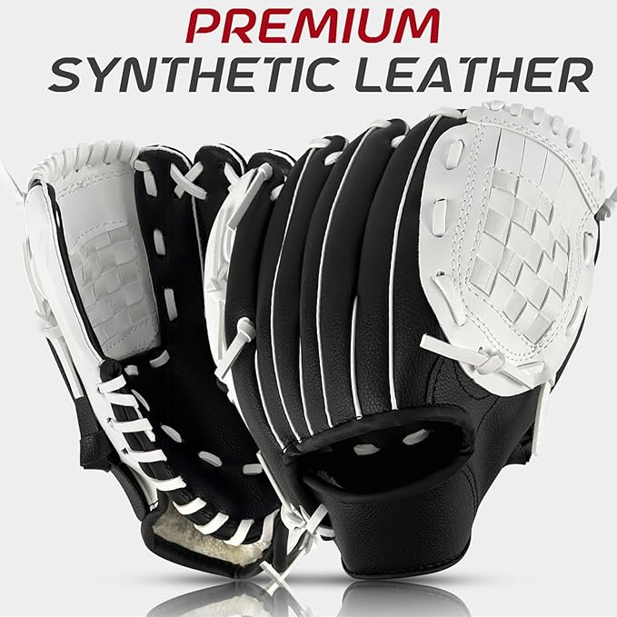 Baseball Glove + Ball Sets, Softball Glove, Baseball Mitt, 10.5''-12.5'' for Youth/Adult Training and Beginner Play, Synthetic Leather Softball Mitt