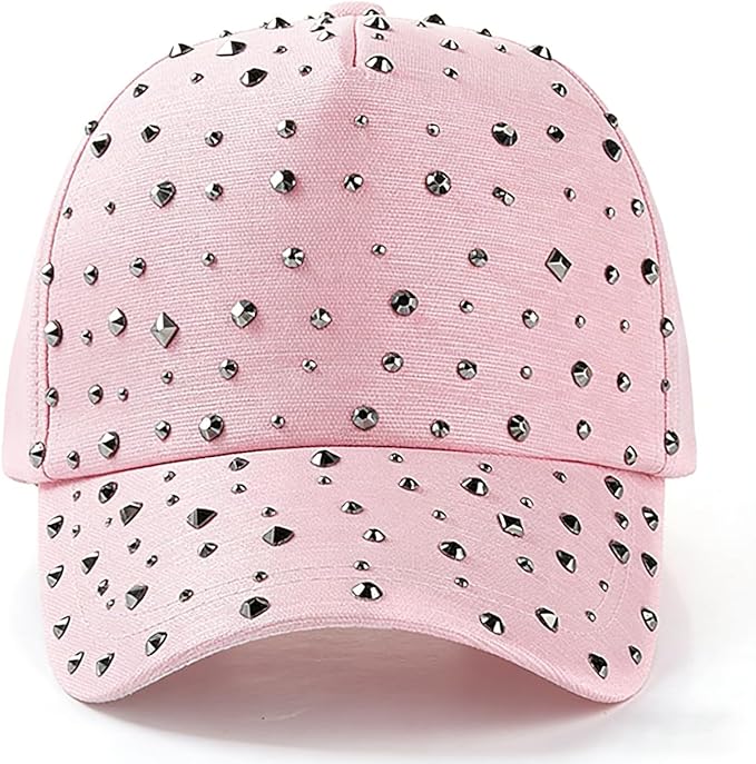 Gudessly Adjustable Breathable Rhinestone Baseball Cap for Women Bling Sequins Casual Sports Cap