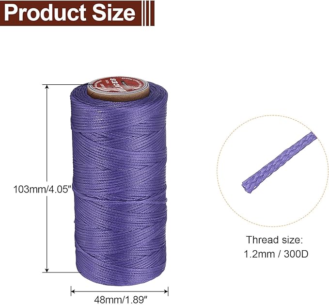 uxcell Flat Leather Sewing Waxed Thread, 140m / 153 Yards Polyester Wax String - Image 2