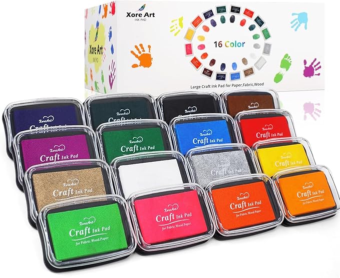 Large Finger Ink Pads for Kids Washable Craft Ink Stamp Pads, 16 Color DIY for - Image 2