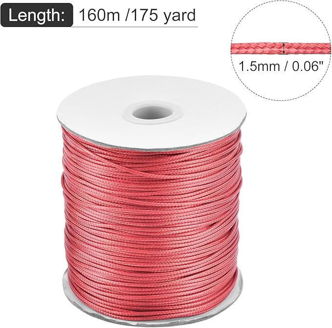 MECCANIXITY Waxed Cord 1.5mm Waxed Polyester Cord 175 Yard Wax String - Image 2