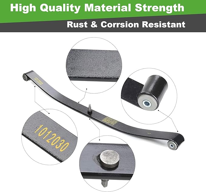 10L0L Golf Cart Heavy Duty Front Leaf Spring with Bushing Kit Fits Club Car DS 1981-UP Precedent 2004-2008, Replaces Club Car OEM Number(s): 1010136 1012030 1012322 1013867