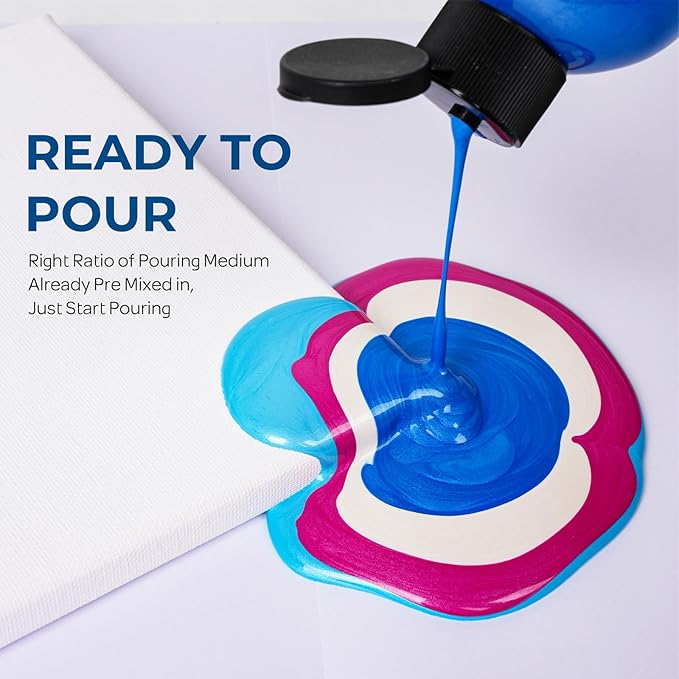 Nicpro 18 Colors 8.45oz Metallic Acrylic Pour Paint Supplies Kit, Large Volume - Image 2