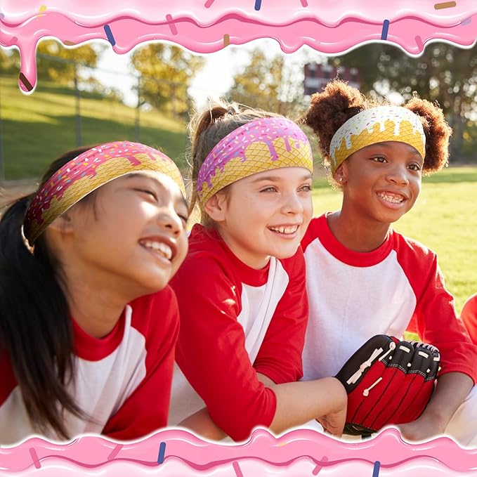 6 Pcs Baseball Drip Headband Ice Cream Drip Teenager Sweatband Multi-Color Elastic Polyester for Baseball Football Golf Sports Women and Men Accessories