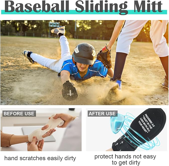 Geyoga Christian Sliding Mitt Cross Baseball Softball Religious Glove Sliding Mitt Baseball Guard Accessories and Protective Gear Left/Right Hands - Hand and Wrist Protection