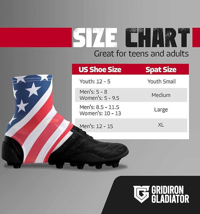 Gridiron Gladiator Cleat Covers - Football Spats - Football Cleat Cover - Cleat Spats for Soccer, Baseball & Softball
