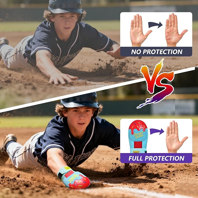 Baseball Sliding Mitt - Youth Size - Ice Cream, Bear Drippy Drip Accessory, Ambidextrous Baseball & Softball Sliding Glove Gear for Hand Protection,Breathable and Durable