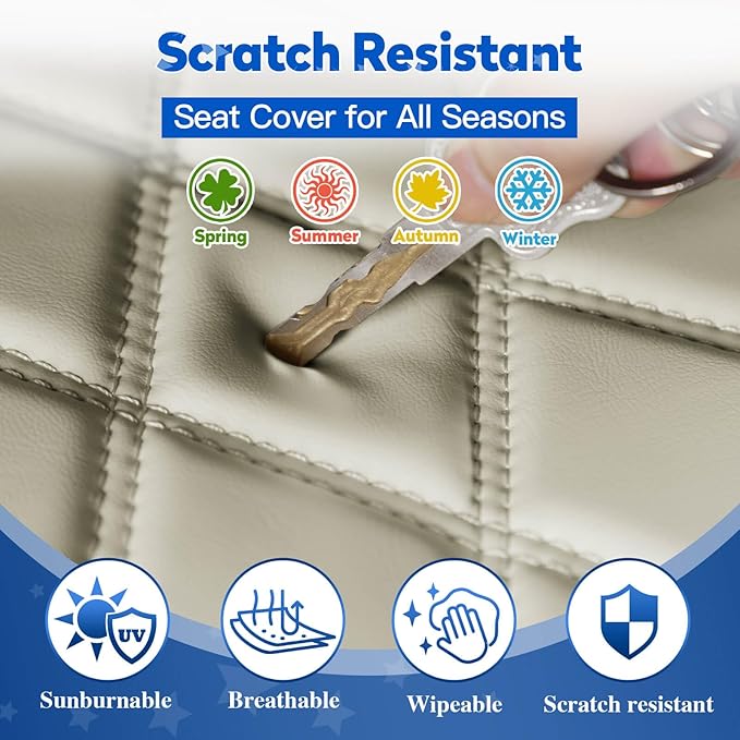NOKINS Golf Cart Seat Covers Fit Club Car DS Pre-2000 OEM Standard Seat Cushion, Golf Cart Vinyl Diamond Front Seat Covers, Soft/Scratch-Resistant/No Stapler Needed