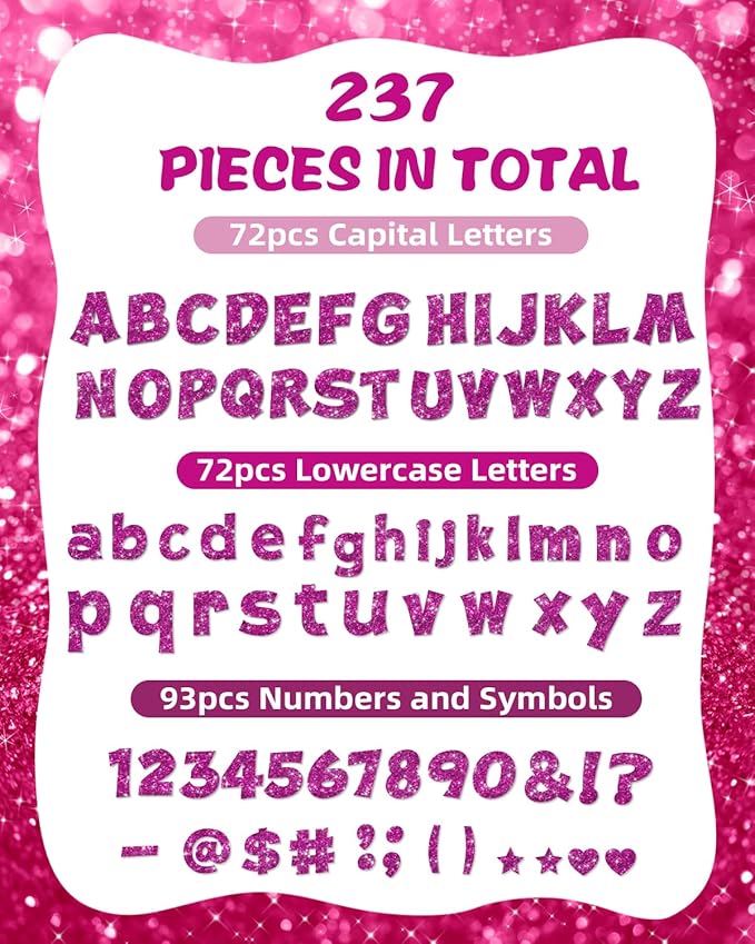 237 Pcs Glitter Bulletin Board Letters, Numbers and Punctuation, Poster Board - Image 2