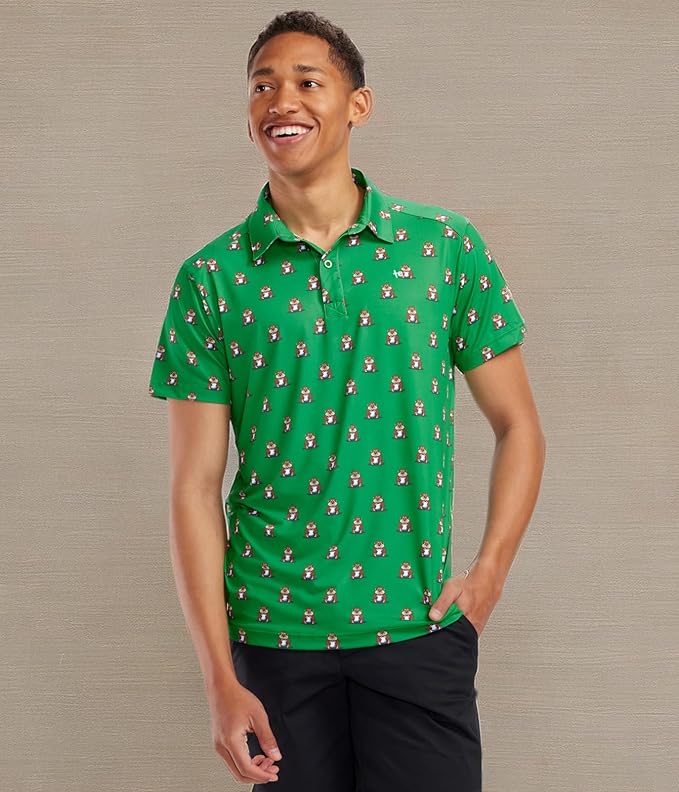 Tipsy Elves Men's Performance Golf Shirt - 4-Way Stretch, Quick Dry, Athletic Cut - Golf Polo