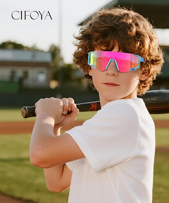 Kids Sunglasses Youth Baseball Sunglasses for Boys Girls Age 6-14 Sports UV400 Protection SunGlasses 3 Pack