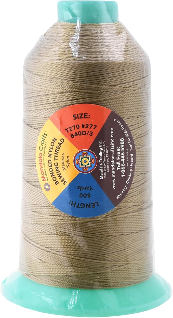 Mandala Crafts Bonded Nylon Thread Dark Beige Heavy Duty Sewing Threads - Image 3