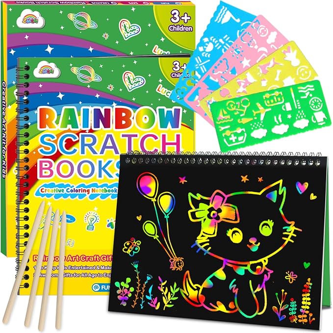 ZMLM Scratch Paper Art Craft: 2 Pack Rainbow Scratch Set by ZMLM