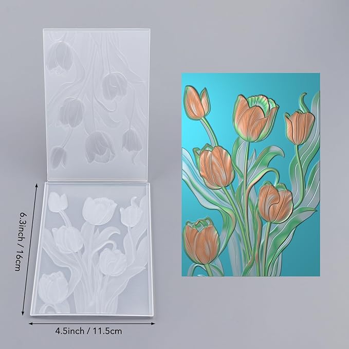 BAOFALI 3D Flowers Theme Plastic Embossing Folders Tulip - Image 2