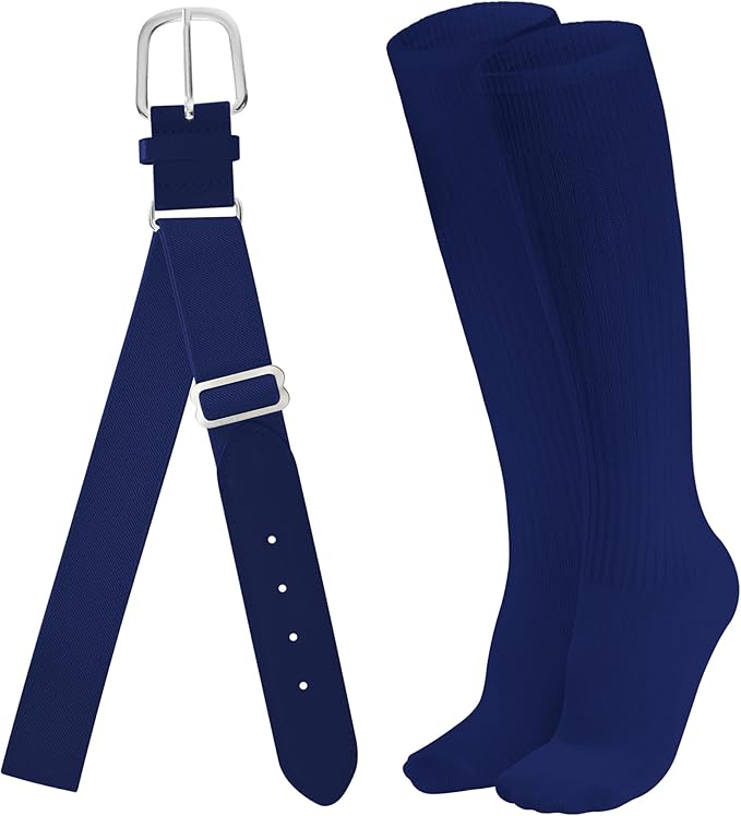Dxhycc Youth Baseball Socks and Belt Combo Set Softball Baseball Socks and Elastic Waist Belt for Youth Boys Girls