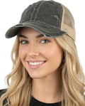 Funky Junque Trucker Hat for Women – Distressed Low Profile Western Camo Baseball Cap with Mesh, Trendy and Adjustable Fit